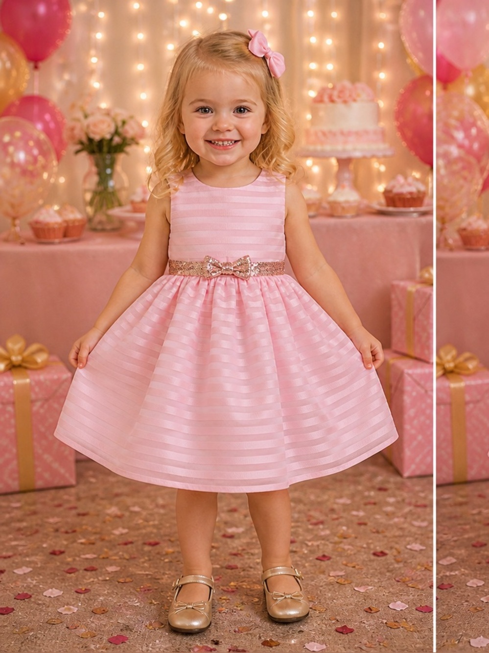 Penelope Mack Light Pink Satin Toddler Dress 18M